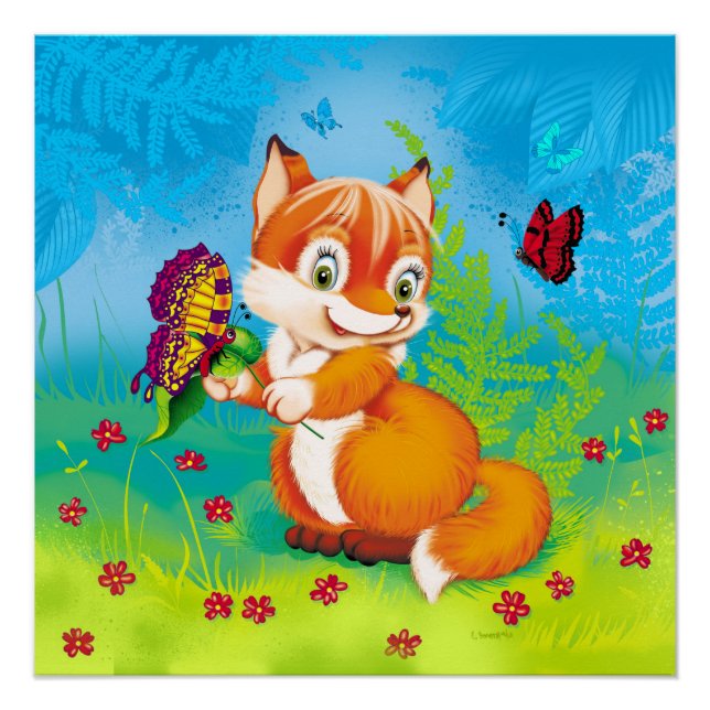 fox and butterfly poster (Front)