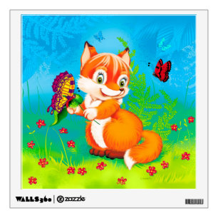 fox and butterfly wall decal