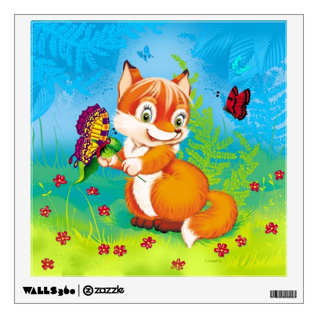 fox and butterfly wall decal (Front)