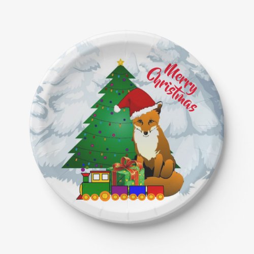 Fox and Christmas Tree For Kids Holiday Party Paper Plates