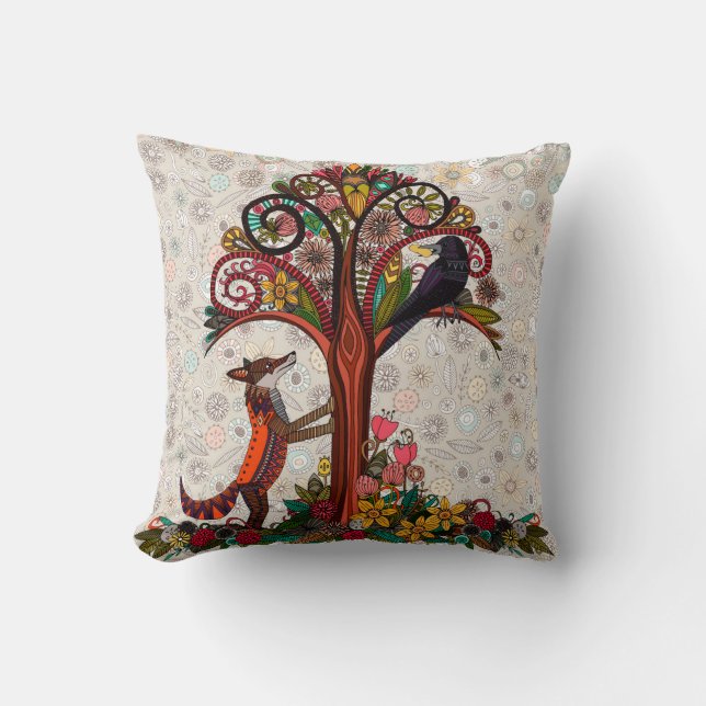 fox and crow throw pillow (Front)