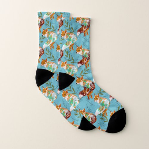 Fox And Floral Socks