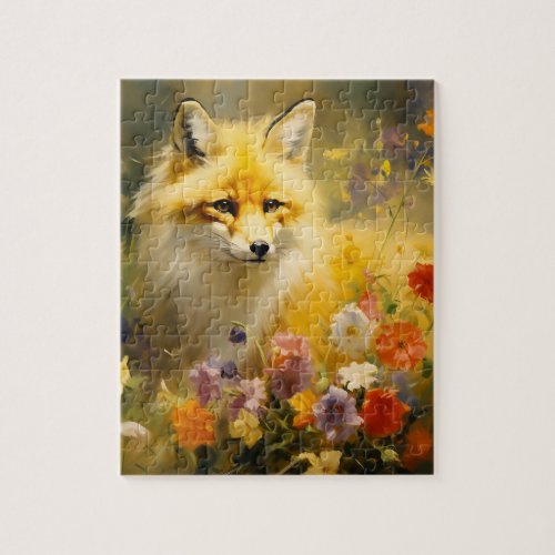 Fox and Flowers in Spring Jigsaw Puzzle