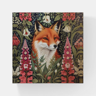 Fox and Foxglove Flowers William Morris Inspired Paperweight