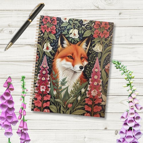 Fox and Foxglove Flowers William Morris Inspired Planner