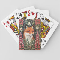 Fox and Foxglove Flowers William Morris Inspired Playing Cards
