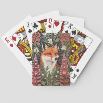 Fox and Foxglove Flowers William Morris Inspired Poker Cards