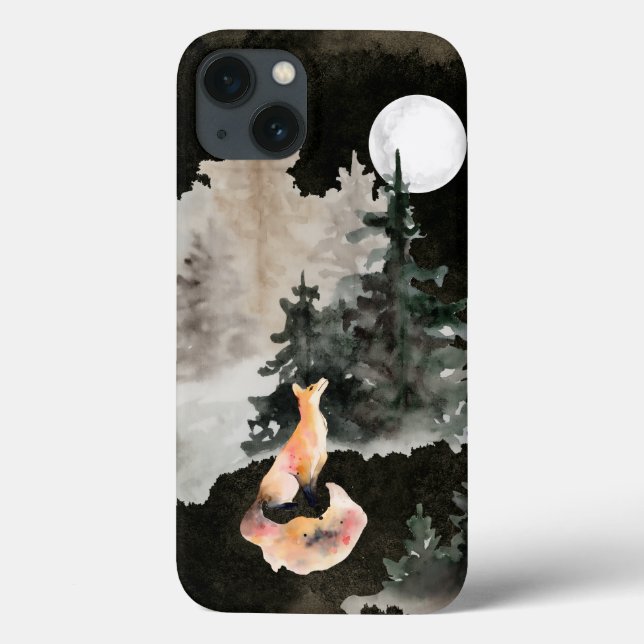 Fox and Full Moon Woodland Case-Mate iPhone Case (Back)
