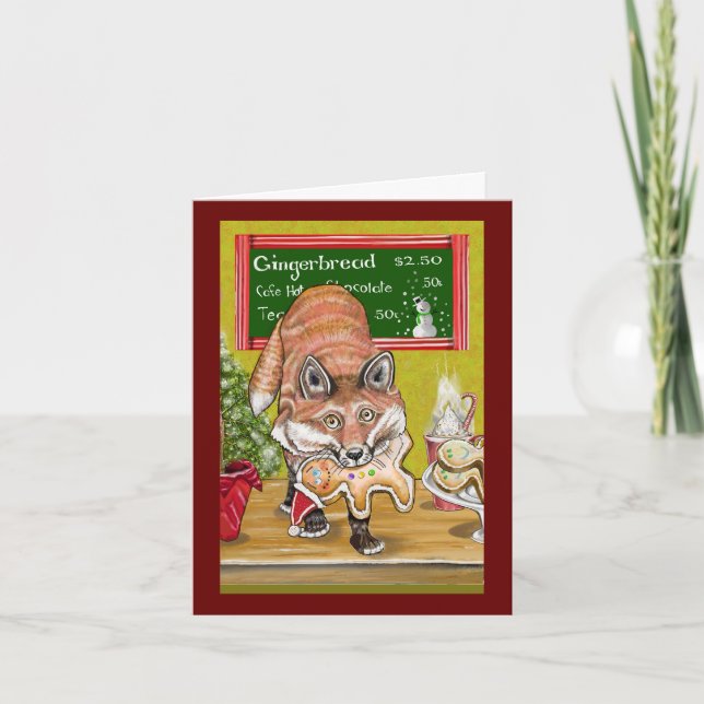 Fox and Gingerbread man Christmas card (Front)
