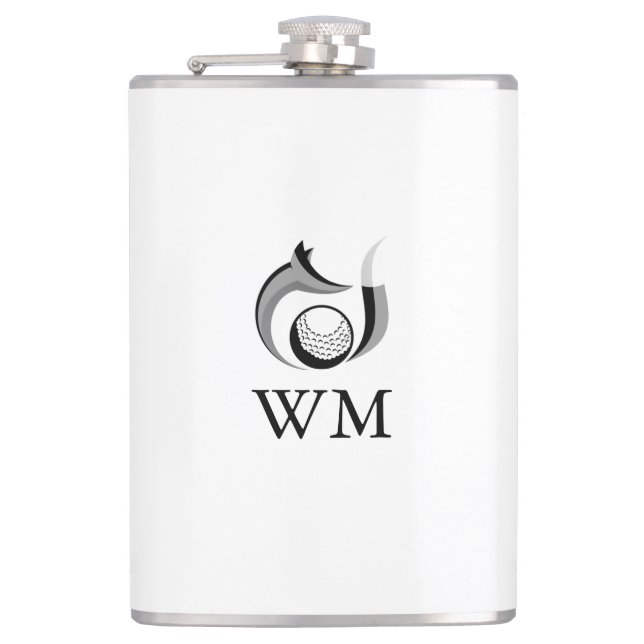 Fox And Golf Ball Personalized Monogram Flask (Front)