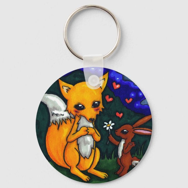 fox and hare love story keychain (Front)