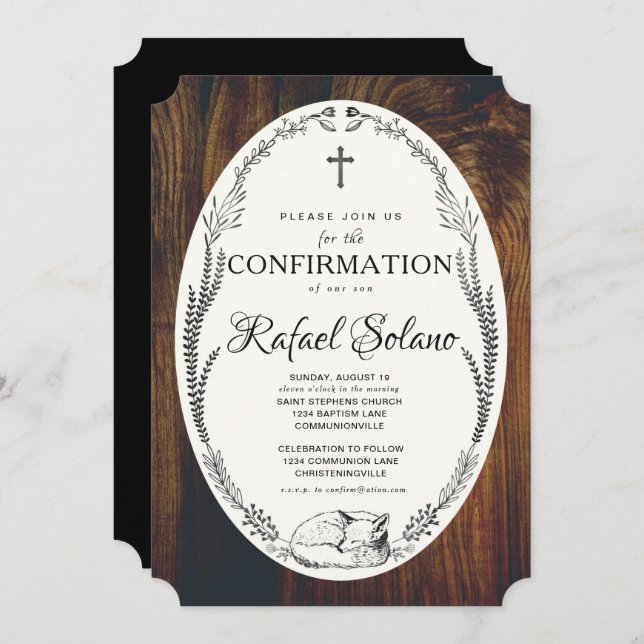 Fox and Laurel Confirmation Invitation (Front/Back)