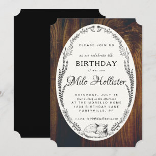 Fox and Laurel Wood Birthday invitation