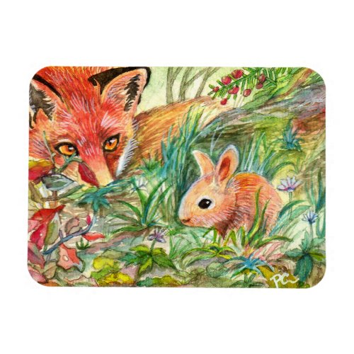 Fox And Little Rabbit Magnet