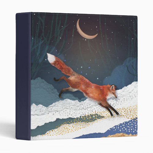 Fox And Moon Magical Fairytale Landscape Painting 3 Ring Binder