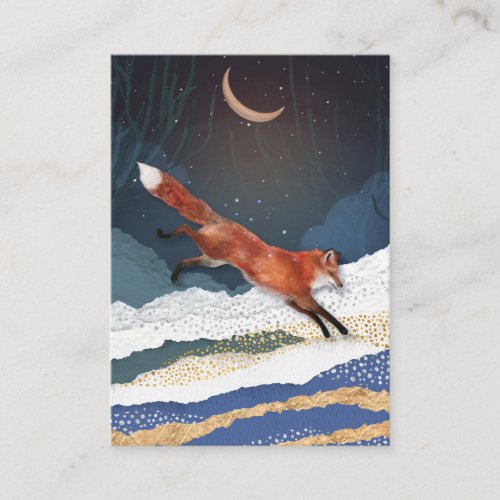 Fox And Moon Magical Fairytale Landscape Painting Business Card