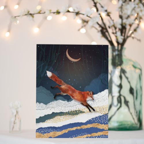 Fox And Moon Magical Fairytale Landscape Painting Foam Board