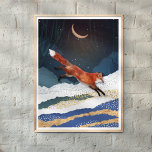 Fox And Moon Magical Fairytale Landscape Painting  Poster<br><div class="desc">Fox And Moon Magical Fairytale Landscape Painting</div>