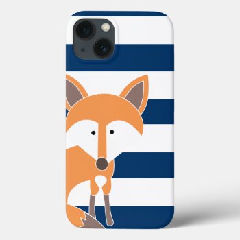 Fox And Navy Stripes Ipad Case by thespottedowl at Zazzle