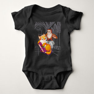 fox and owl baby bodysuit