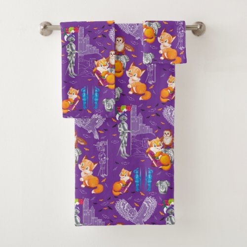 fox and owl bath towel set