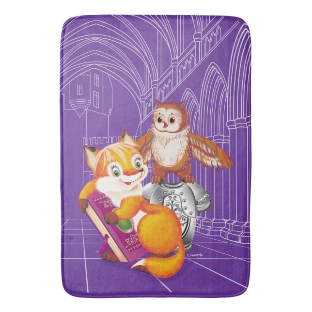 fox and owl bathroom mat (Front Vertical)