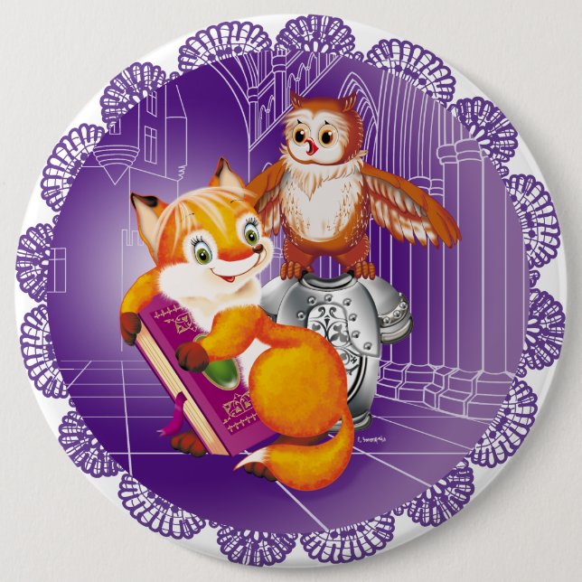 fox and owl button (Front)