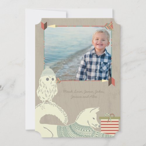 Fox and Owl Forest Christmas with Your Photo Holiday Card