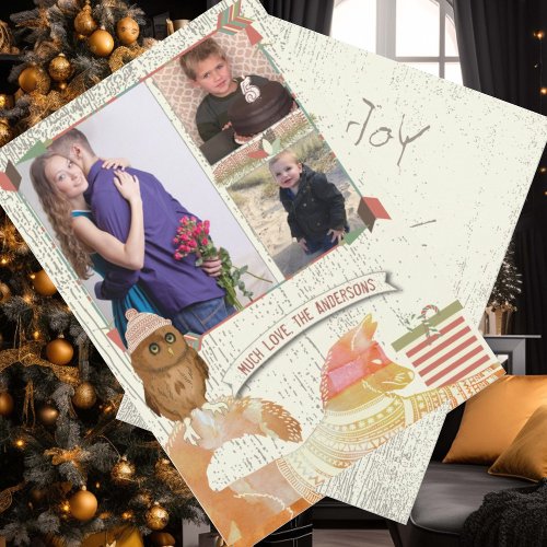 Fox and Owl Forest Christmas with Your Photo Holiday Card