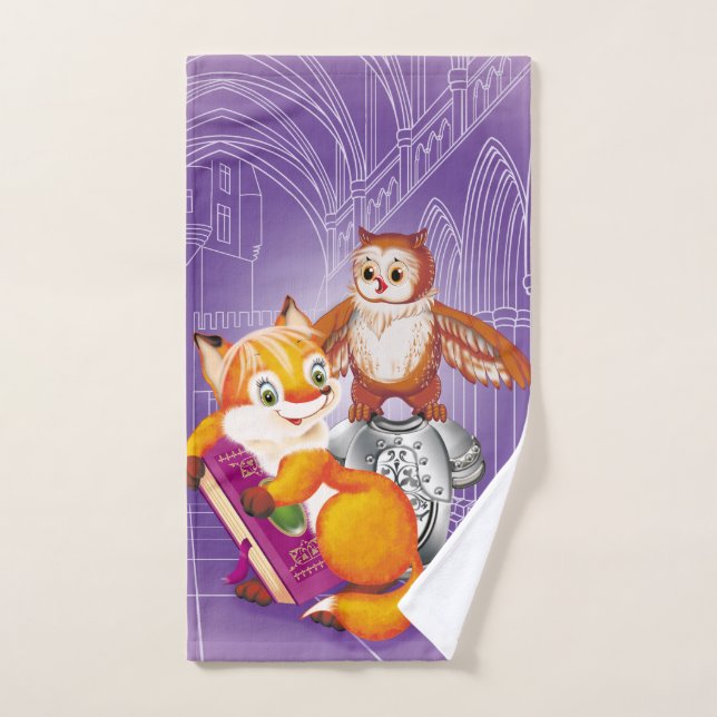 fox and owl hand towel  (Hand Towel)
