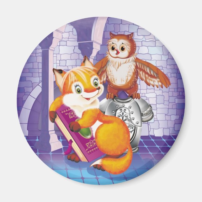 fox and owl magnet (Front)