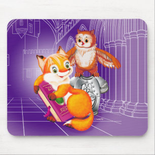 fox and owl mouse pad