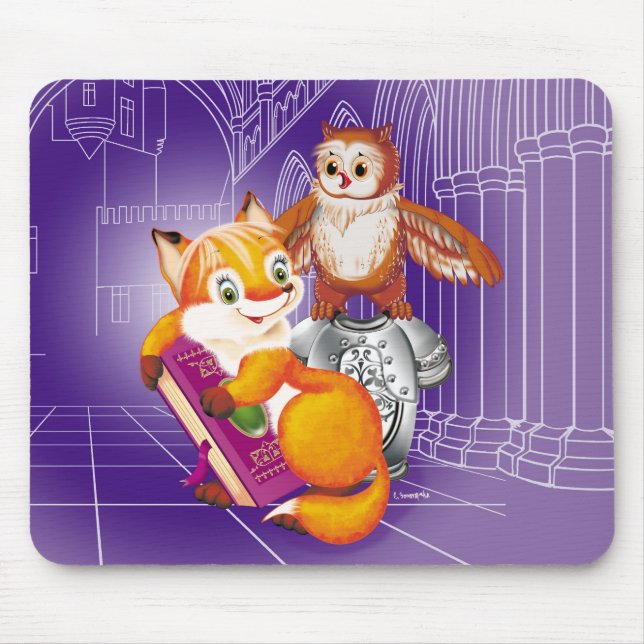 fox and owl mouse pad (Front)