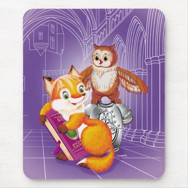 fox and owl mouse pad (Front)