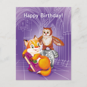 fox and owl postcard