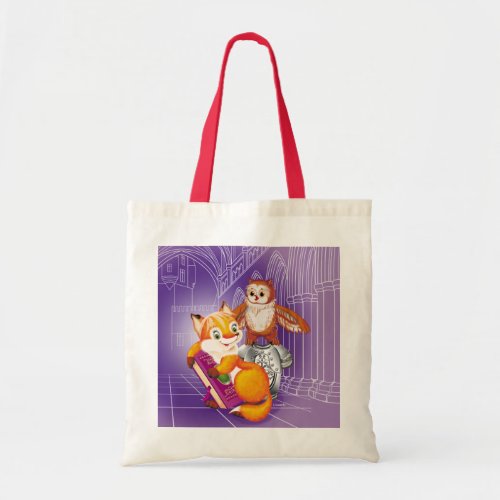 fox and owl tote bag