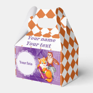 fox and owl  violet favor boxes