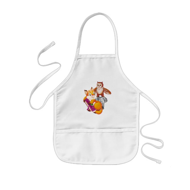 fox and owl  violet kids' apron (Front)