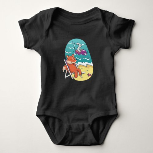 Fox and Rabbit Beach Friends Baby Bodysuit