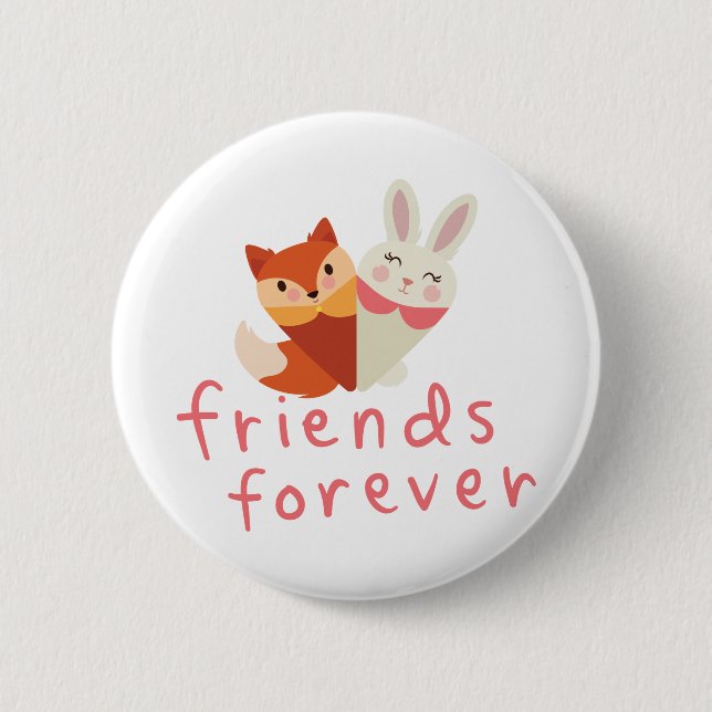 Fox and Rabbit Best Friend Button (Front)