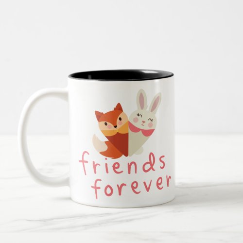 Fox and Rabbit Best Friend Two_Tone Coffee Mug