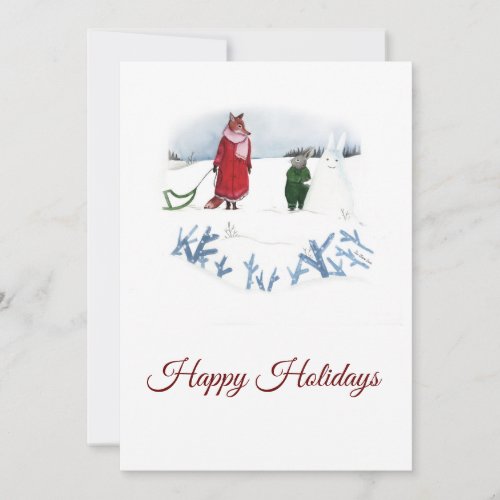 Fox And Rabbit Illustration Happy Holidays