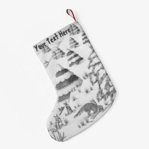fox and rabbits snow scene fun christmas small christmas stocking