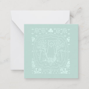 Fox and Rabbits Vintage Art CUSTOM COLOR Note Card