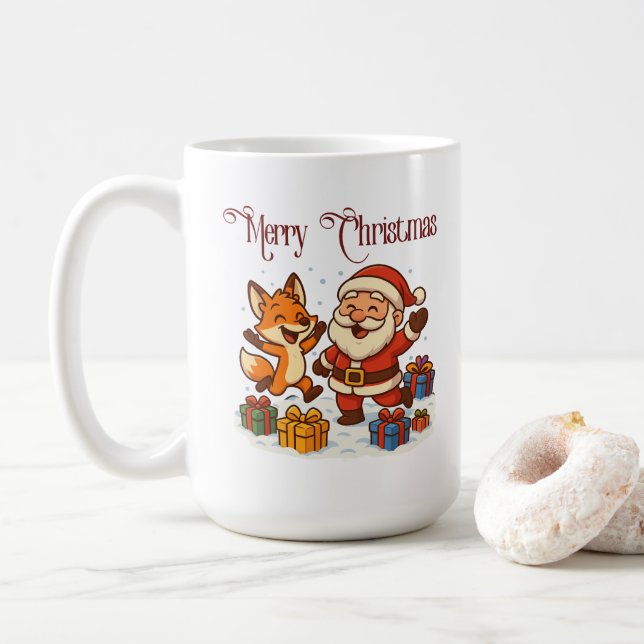 Fox and Santa Christmas Mug (With Donut)