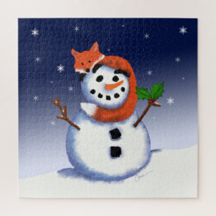 Fox and Snowman Christmas Jigsaw Puzzle