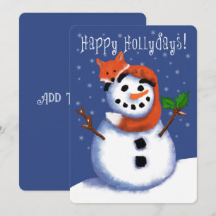 Fox and Snowman Happy Hollydays! So Cute