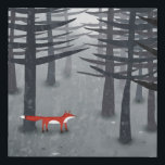 Fox and the Forest Faux Canvas Print<br><div class="desc">A wild red fox stands among trees in a dark forest. A landscape painting for animal,  nature and wildlife lovers.  Original art by Nic Squirrell.</div>