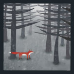 Fox and the Forest Faux Canvas Print<br><div class="desc">A wild red fox stands among trees in a dark forest. A landscape painting for animal,  nature and wildlife lovers.  Original art by Nic Squirrell.</div>