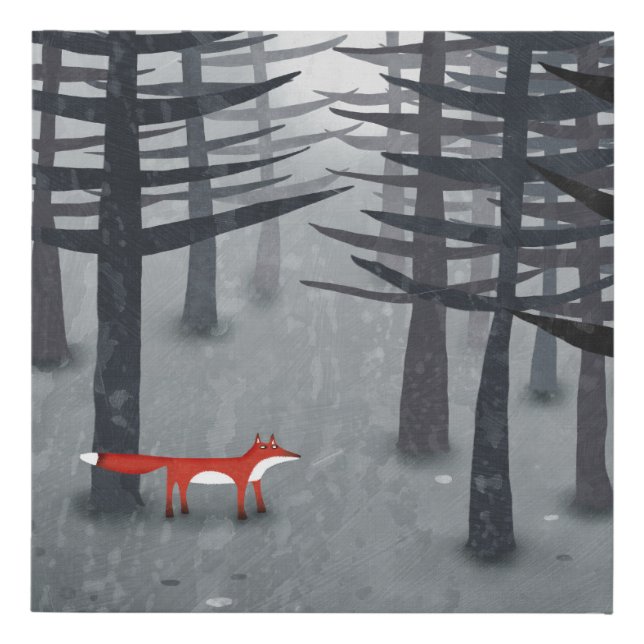 Fox and the Forest Faux Canvas Print (Front)